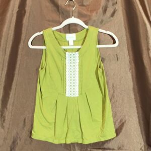 Deletta Green Sleeveless Top with Crochet Detail